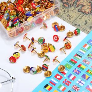 200 Pcs 플래그 압정 핀 엄지 압정 국립 사무실 보드 압정 메시지 코르크 드로잉 크리 에이 티브 토트