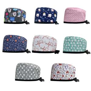 코튼 인쇄 외과 모자 여성의 긴 머리 머리띠 모자 치과 의사 치과 진료소 Headscarf 남자의 조정 가능한 간호사 모자