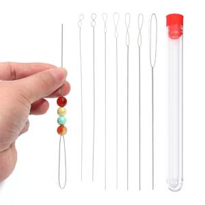 5pcs/병 오픈 곡선 구슬 바늘 핀 쥬얼리 만들기 도구 구슬 스레딩 핀에 대 한 스테인레스 스틸 바늘 DIY 목걸이