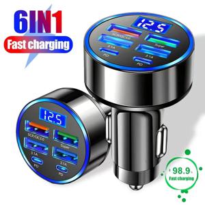 총 250W USB 차량용 충전기 PD QC3.0 USB C 차량용 휴대폰 충전기 타입 C 어댑터 (아이폰, 샤오미, 삼성, 화웨이, 오포 고속 충전 지원)