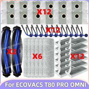 ECOVACS 에코백스 디봇 T80 PRO OMNI / 에코백스 디봇 T80 옴니 / ECOVACS DEEBOT T80 PRO OMNI / T80 OMNI / YEEDI M14 PLUS 호환 진공 청소기 부품 메인 브러시 물걸레 천 사이드 브러시 먼지 봉투 HEPA 필터 액세서리