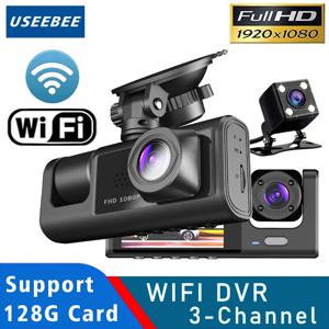 3 카메라 WIFI 대시 캠 캐빈 자동차 Dvr 1080P 인테리어 차량 3 방향 채널 Dvrs 레코더 비디오 등록자 Dashcam 캠코더