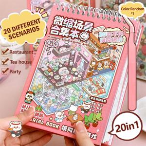 새로운 3D 만화 스티커북 DIY 풍경 스티커 포켓북 오두막 장면 휴대용 스티커 앨범 장난감 게임북 축제 선물