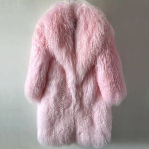 115-120CM 긴 진짜 몽골 양 모피 코트 숙녀 천연 모피 자켓 턴 다운 칼라 겨울 옷 두꺼운 따뜻한 겉옷