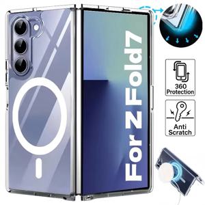 삼성 갤럭시 Z 폴드 7 마그네틱 투명 케이스 하드 PC 백 커버 초슬림 스크래치 방지 충격 방지 Z폴드7 케이스용 보호 케이스