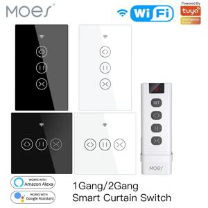 전동 Tuya 커튼 롤러 셔터 용 MOES WiFi 스마트 커튼 블라인드 스위치 Alexa Echo Google 홈 음성 제어