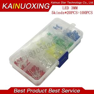 5x100pcs = 500Pcs 3MM LED 다이오드 키트 혼합 색상, 빨간색 녹색 노란색 파란색 흰색 상자