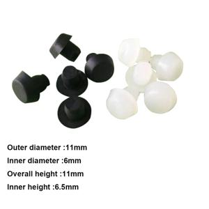 10/20/50Pcs 6mm 검정/흰색 플라스틱 활 의자 의자 미끄럼 방지 피트 내마모성 캠버 충돌 패드 풋 패드 구멍 플러그