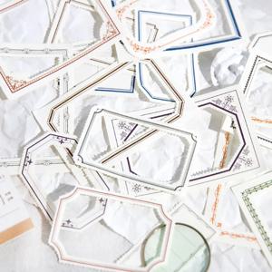 Yofun 50 장 빈티지 소재 종이 책 콜라주 정크 저널 사진 스크랩북 DIY 용 프레임이있는 레트로 메모 패드