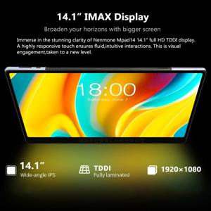 글로벌 버전 MPAD14 14 인치 1920x1080 IPS 대형 스크린 태블릿 PC, 8 + 16MP 카메라, 12 + 256GB MT6769 G85 태블릿, 안드로이드 12 노트북