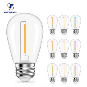 10Pack 5V 24V S14 디밍이 가능한 필라멘트 COB 볼 전구 1W 따뜻한 흰색 PC 덮여 E27 LED 램프 야외 방수 문자열 조명