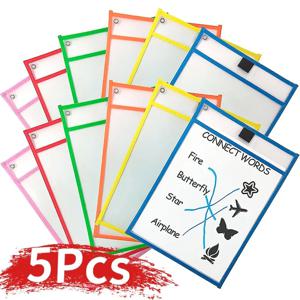 방수 문서 보관 주머니 재사용 가능한 건조 지울 수있는 파일 가방 어린이 PVC 지우기 Diy 포켓 교수형 파일 교육 용품