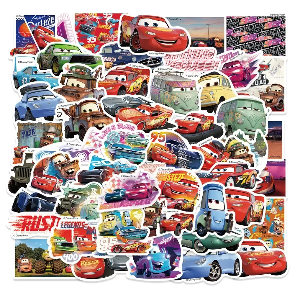 50PCS 디즈니 만화 자동차 번개 맥퀸 스티커 영화 애니메이션 데칼 기타 노트북 귀여운 카와이 스티커 팩 어린이 소녀 장난감