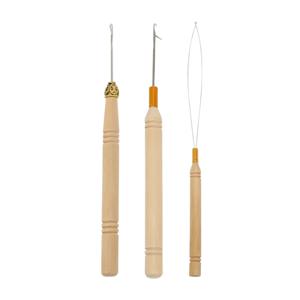 목재 크로셰 풀링 후크 루프 비드 장치 도구 키트, 실리콘 마이크로링크 비즈 및 깃털 헤어 익스텐션, 1 개, 2 개, 5 개