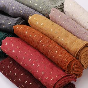 여자를위한 코튼 Hijabs 긴 Bronzing 이슬람 여자 꽃 긴 Hijabs 이슬람 머리 스카프 머리띠 Turban Headwrap