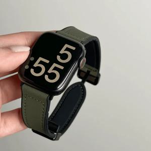 Apple Watch 밴드 용 실리콘 + 가죽 스트랩 49mm 44/42/45/38/40/41mm iWatch Ultra 시리즈 용 액세서리 팔찌 9 8 7 SE 6 5 4