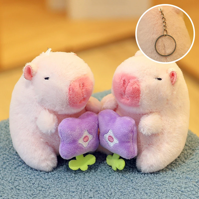 Capybara 봉제 인형 만화 키체인 펜던트, 부드러운 인형 배낭 펜던트, 자동차 가방 키링 장식, 어린이 선물 키체인