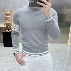 봄 가을 랜턴 긴 소매 라운드 넥 나사 스레드 대비 색 스웨터 풀오버 니트 캐주얼 패션 빈티지상의