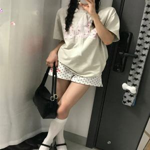 수 놓은 편지 폴카 도트 스포츠 반바지 여성 여름 얇은 느슨한 a 라인 홈 잠옷 캐주얼 겉옷 핫 바지