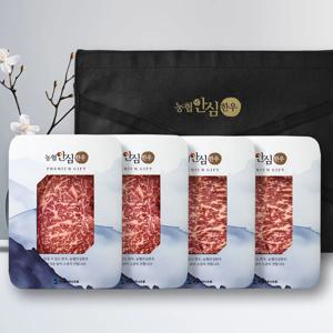농협안심한우 1+등급 한우 선물세트 2호 등심+등심+채끝살+채끝살/각300g/총1.2kg