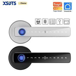 XSDTS M5 Tuya BLE 지문 문짝 잠금, 디지털 전자 잠금, 비밀번호, 키, IC 카드, Smartlife, Tuya 앱 잠금 해제