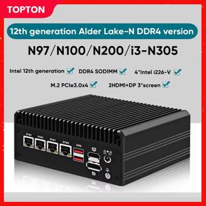 솔리드 방화벽 라우터 팬리스 미니 PC, 인텔 i3 N305 N100, DDR4 PCIe3.0 x 4 MSATA, 2 * HD + DP NAS pfSense Proxmox, 4 * i226-V, 2.5G, 2025 신제품