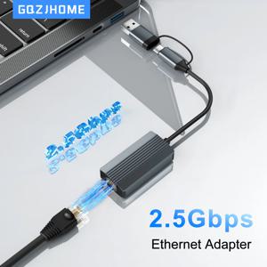 2.5G 이더넷 어댑터 2500Mbps USB 3.0 및 유형 C-Rj45 네트워크 카드(노트북 PC NAS 서버 Windows Mac OS 인터넷용)