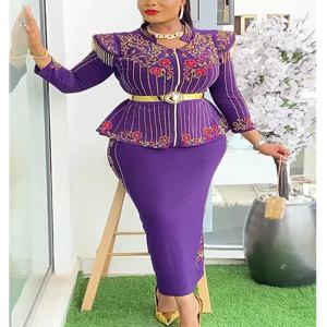 여성을위한 아프리카 의류 2 PCS 세트 탑과 스커트 정장 Dashiki Ankara 터키 복장 가운 플러스 사이즈 웨딩 파티 드레스