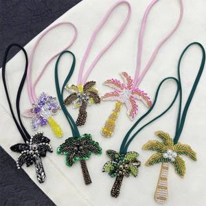 럭셔리 다이아몬드 코코넛 나무 페르시 가방 펜던트 3Dhandmade 수 놓은 패치 스팽글 라인 석 구슬 매달려 로프 크리스탈 패치