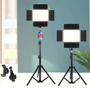 조정 가능한 삼각대 스탠드가 있는 LED 사각 링 라이트, USB 전원, 3가지 색온도, 금속 스탠드, 스튜디오 사진 라이브용
