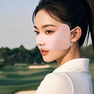 여성용 아이스 실크 선 스크린 마스크 야외 자외선 차단 태양 음영 여성용 통기성 골프 교수형 귀 마스크