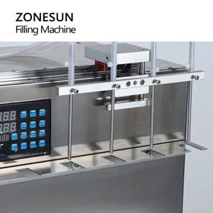 ZONESUN 반자동 4 헤드 스파우트 파우치 두유 음료 액체 충전 기계