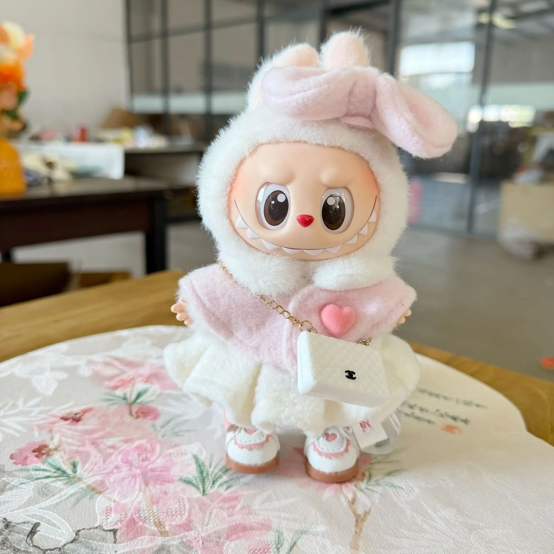 15-17cm Labubu V1 V2 복장 비닐 얼굴 인형 옷 마카롱 최고의 장식 패션 의류