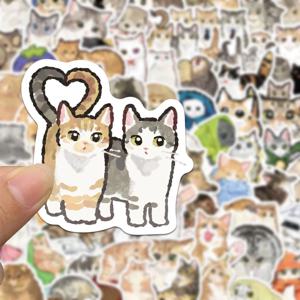 10/30/77pcs Kawaii 귀여운 수채화 고양이 만화 스티커 동물 새끼 고양이 낙서 데칼 수하물 전화 편지지 스티커 어린이 장난감