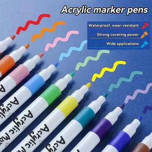 12-80 컬러 아크릴 마커 펜 빠른 건조 PVC 상자 다중 재료 재료 그림 조합 한국어 편지지 미술 용품