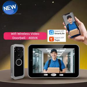 Yuezhe Tuya 스마트 라이프 WiFi 비디오 초인종 PIR 카메라 2MP 야외 방수 무선 도어 보안 인터콤 시스템 5' 모니터