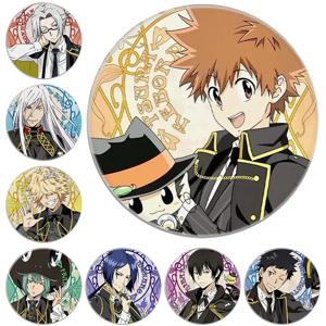58mm 애니메이션 케이토쿄 히트맨 리본! Sawada Tsunayoshi Kozato Enma 코스프레 의상 배지 핀 SPTE Tinplate 브로치 ﻿   프롭 길프