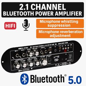 2.1 채널 블루투스 앰프 보드 D800 HiFi 서브우퍼 100W 파워 앰프(베이스 트레블 컨트롤 포함) USB AUX TF MIC ﻿