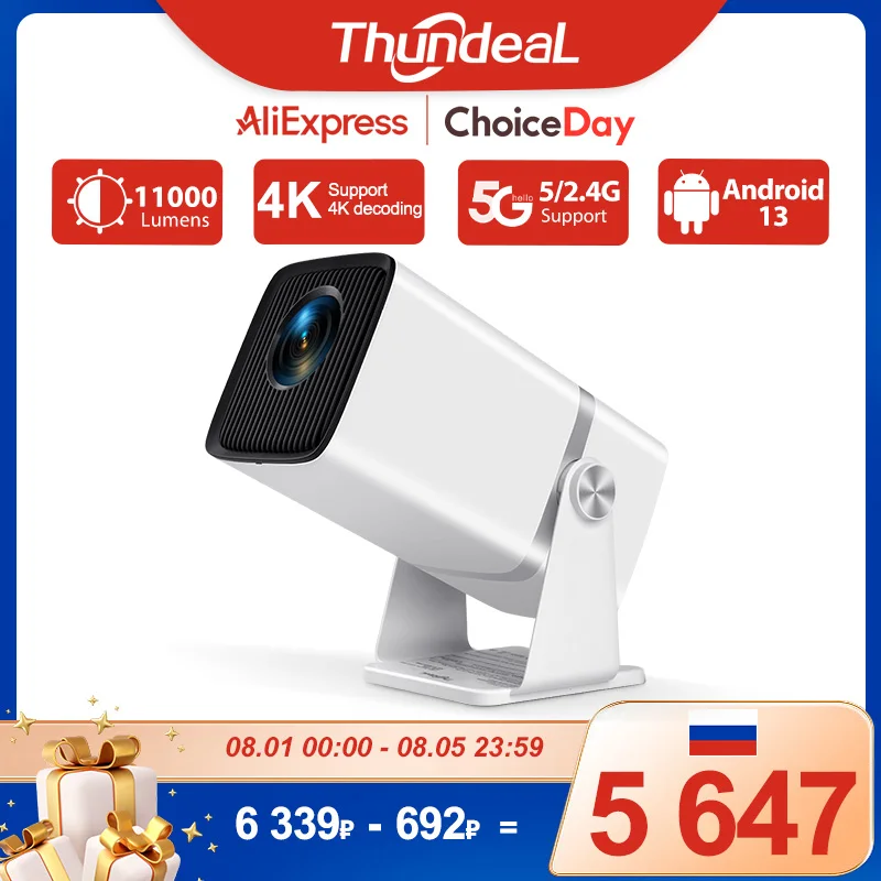 ThundeaL 4K 풀 HD 프로젝터 FHD TD80W 안드로이드 WiFi 3D 홈시어터 TD80 휴대용 빔 미니 프로젝터 회의 3D 비디오 PK HY320