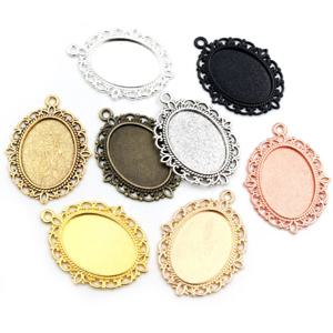 10pcs 18x25mm 내부 크기 8 색 빈티지 스타일 카메오 카보 숑 기본 설정 펜던트 목걸이 결과