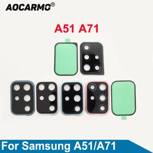 Aocarmo 후면 카메라 렌즈 유리 프레임 홀더 링 접착 스티커 삼성 갤럭시 A51 A71 SM-A7160 SM-A5160
