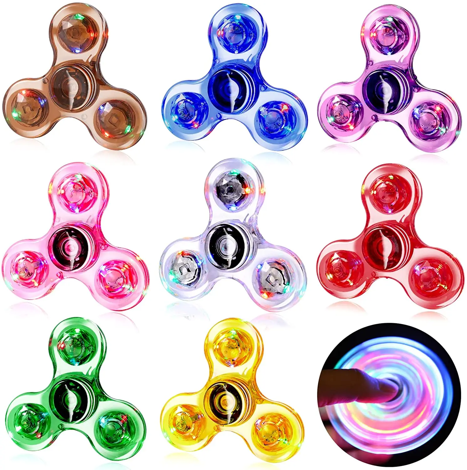 LED 라이트 업 Fidget Spinner 빛나는 손가락 장난감 핸드 스피너 스트레스 감소 및 불안 완화 어린이 성인을위한 파티 호의