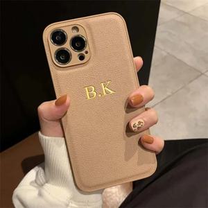 iPhone 16 15 14 13 12 11 Pro Max 맞춤형 이름 이니셜 문자 가죽 커버 7 8 plus XR XS max 용 고급 맞춤형 케이스
