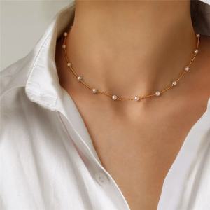 새로운 비즈 여성의 목 체인 Kpop 진주 초커 목걸이 목 펜던트에 골드 컬러 고스 Chocker 쥬얼리 소녀를위한 2022 칼라