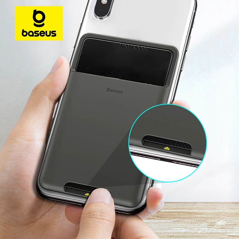 Baseus 실리콘 전화 카드 케이스 휴대 전화 뒷면 커버 카드 홀더 ID 카드 홀더 iPhone X Xs XR Samsung 용 슬림 케이스 스티커