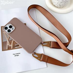 아이폰 17 16 15 14 Pro Max 11 12 13 XR X XS 8 Plus SE용 크로스바디 목걸이 스트랩 랜야드 무광 실리콘 케이스 (충격 방지)