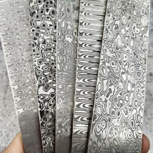 다마스커스 스틸 DIY 나이프 제작 재료, 장미 샌드위치 패턴 스틸 나이프 블레이드 블랭크 열처리, 1 개