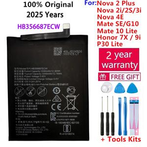 100% 오리지널 배터리 HB 356687 화웨이 노바 2Plus 2i 2S 3i 4e 화웨이 P30 라이트 메이트 SE G10 메이트 10 라이트 명예 7X / 9i용 ECW