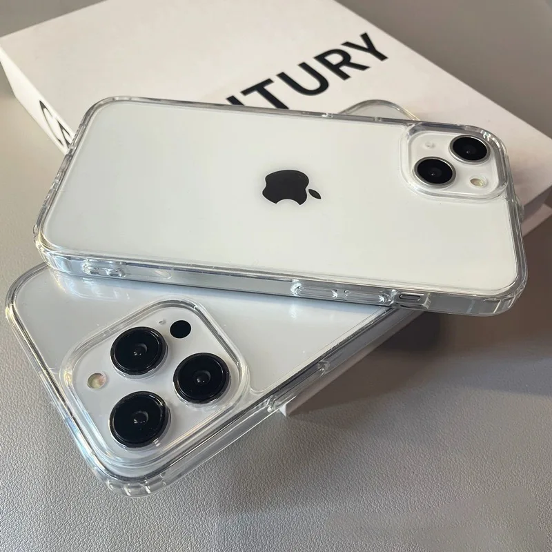 iPhone 16 15 14 13 12 11 Pro Max XS X XR 7 8Plus 미니 충격 방지 보호 커버 용 고급 투명 소프트 아크릴 전화 케이스