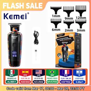 Kemei KM-max5090 전기 머리 가위 충전식 머리 트리머 인쇄 낙서 면도기 유형-C USB 충전 이발사 가구